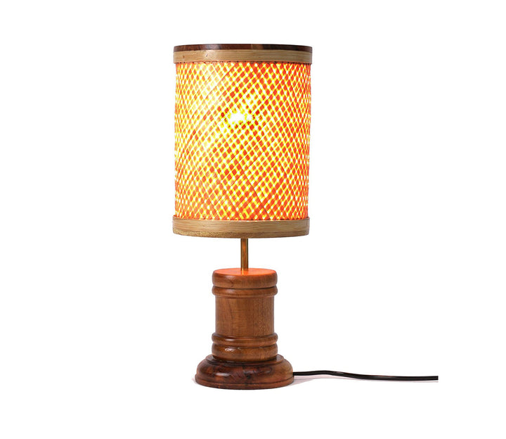 Bohemian Bamboo Table Lamp with Warm Light