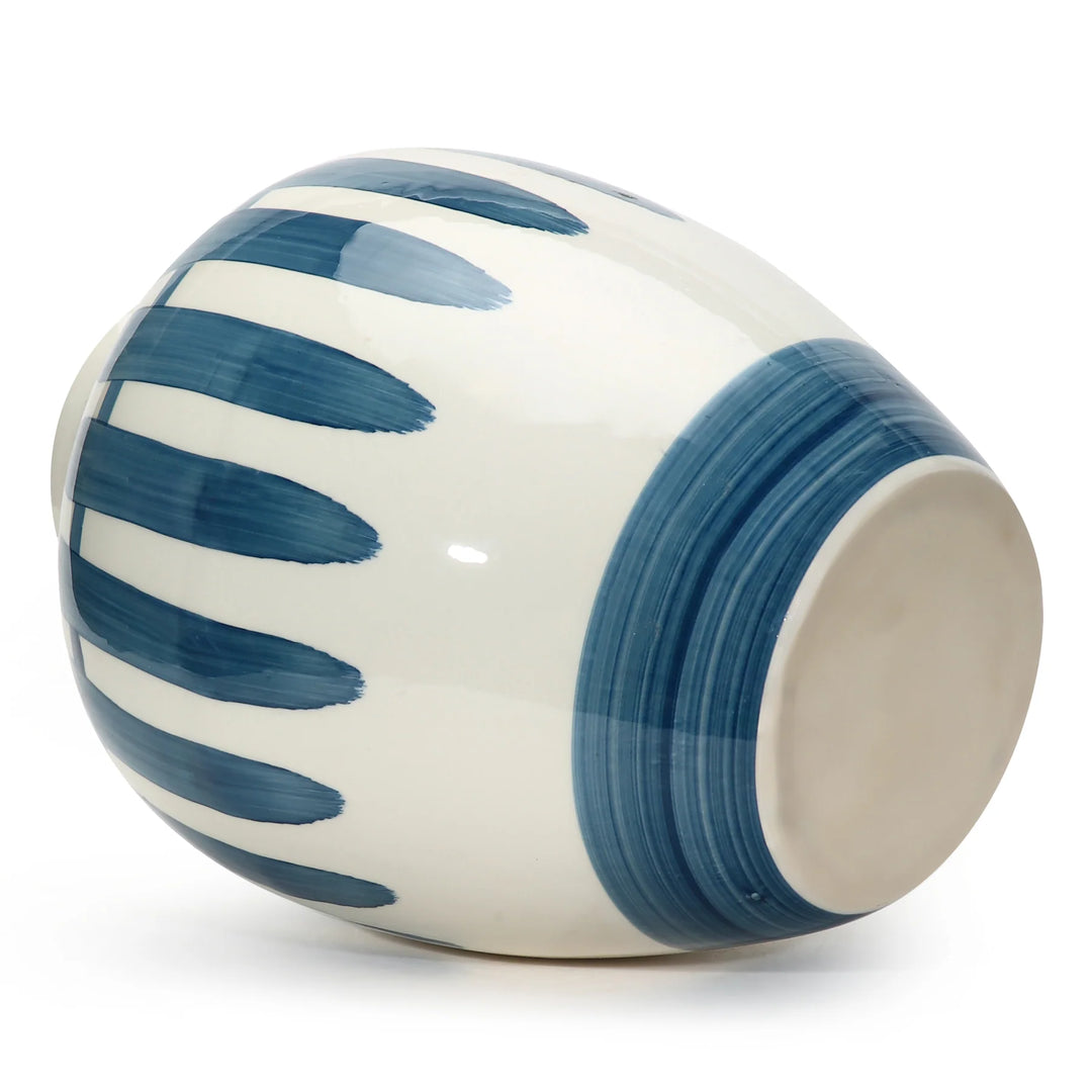 Blue and White Ceramic Pot Vase | Artistic Ceramic Pot Vase - Blue & White