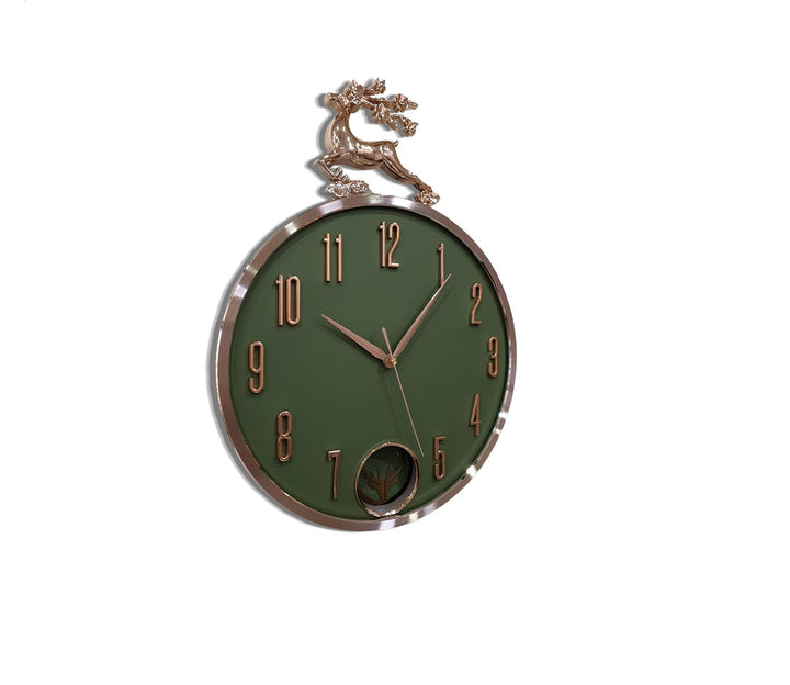 Modern Green Reindeer Pendulum Wall Clock