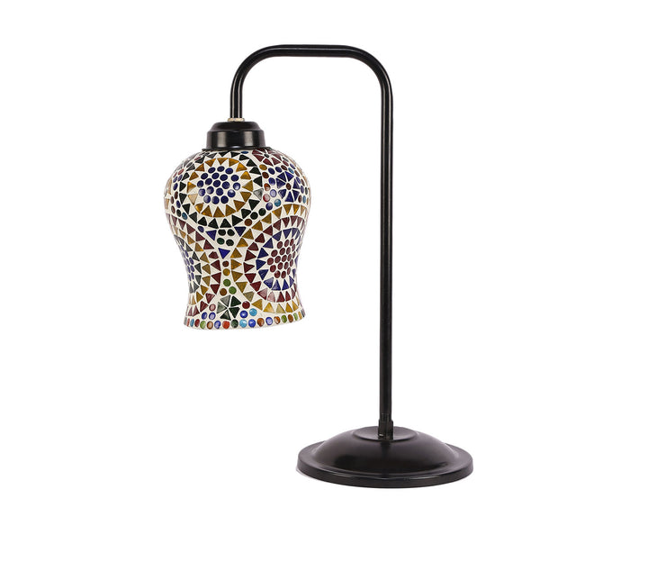 Multicolored Glass Table Lamp with Black Base(Multicolour)