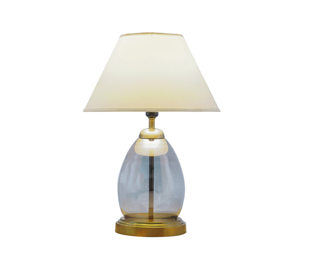 Tiered Smoke Glass Table Lamp with White Shade (Small)