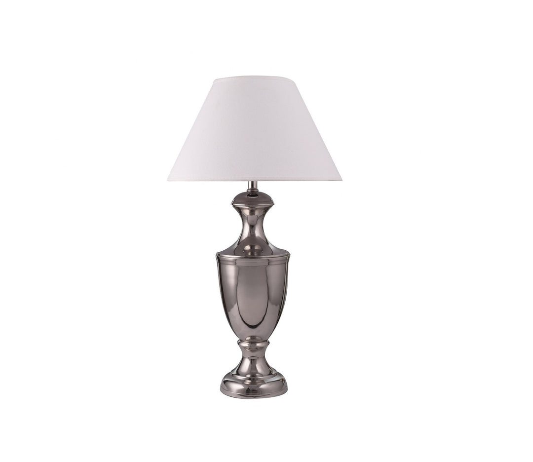 Table Lamp with White Fabric Shade