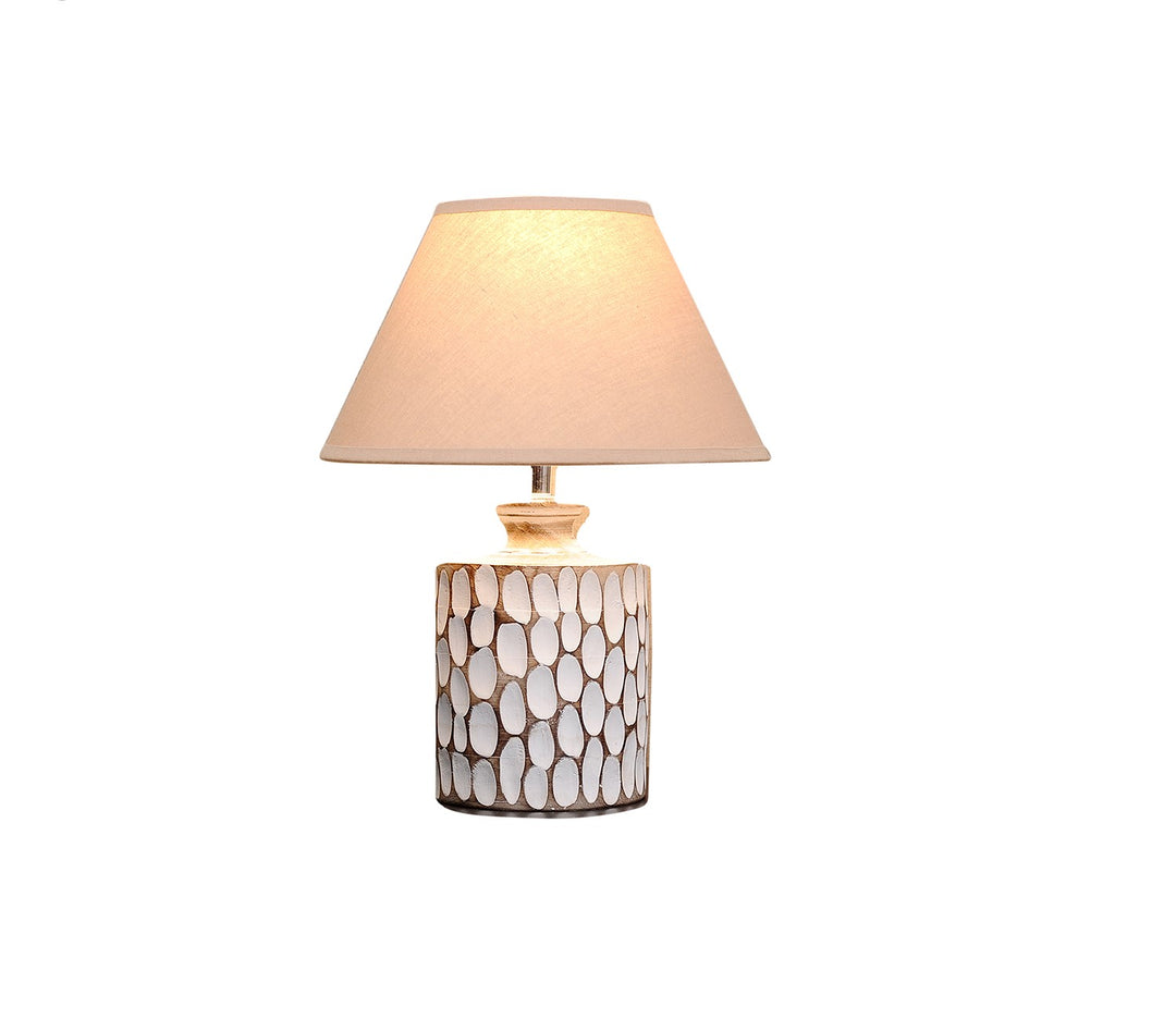 Mini Natural Carved Wood Table Lamp