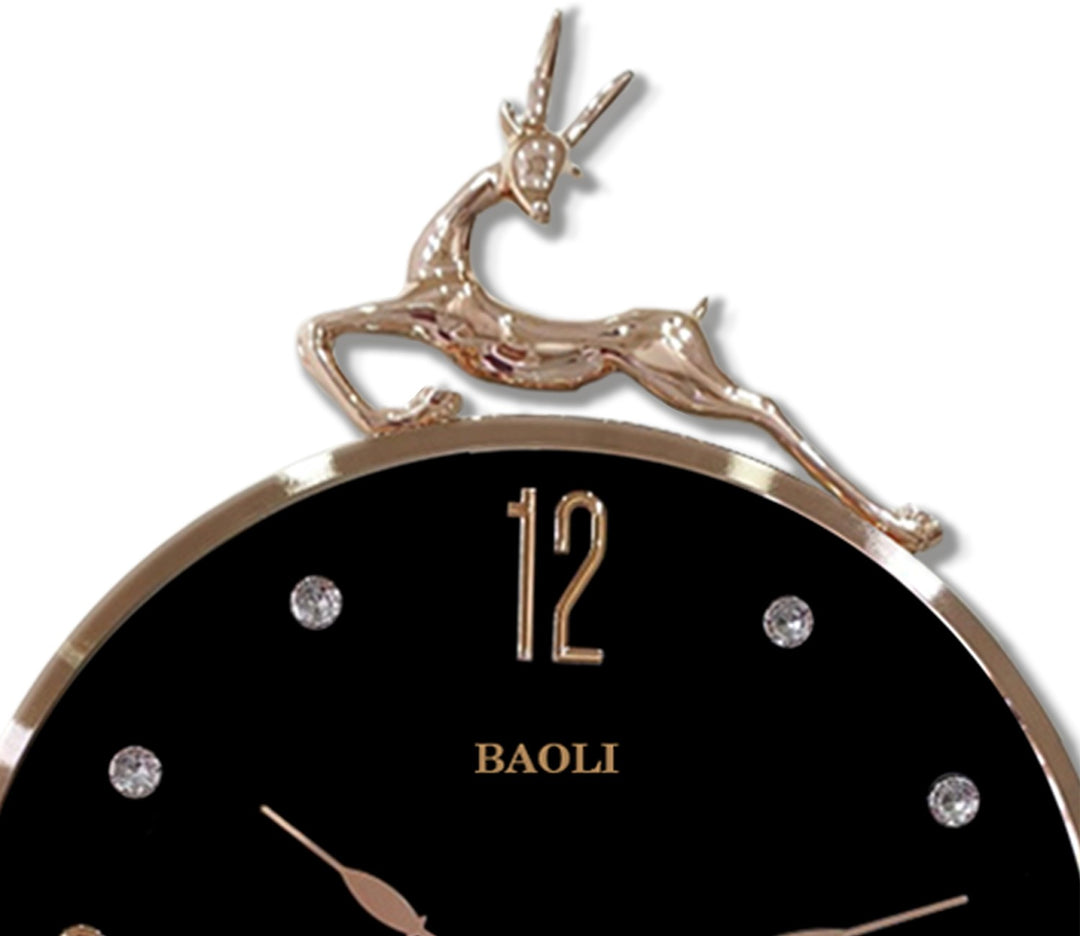 Rose Gold and Black Reindeer Pendulum Wall Clock