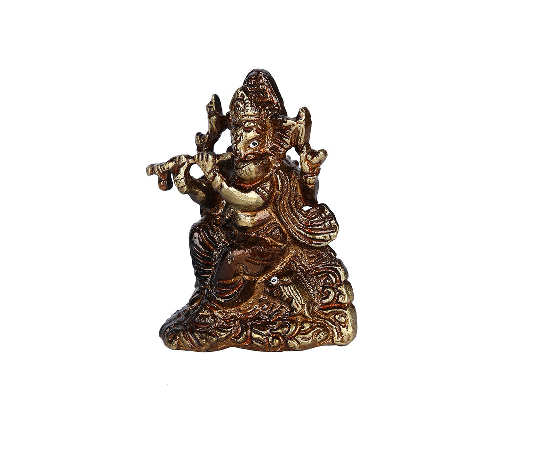 Ornate Brass Figurine with Flute