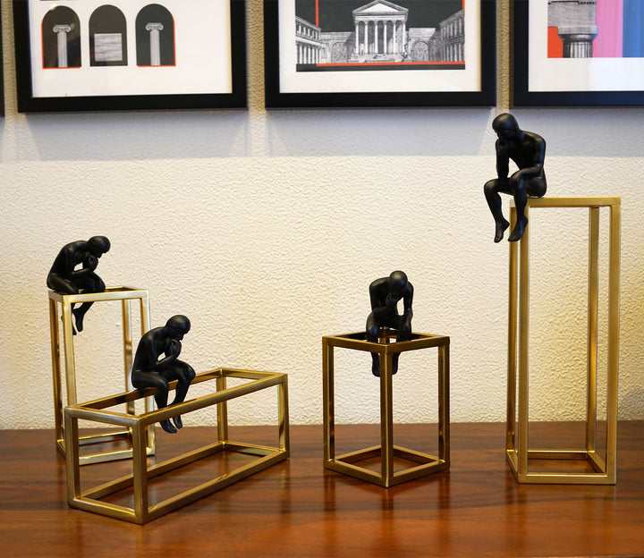 Sleek Black Human Figurine Set | Sleek Celestial Black Human Figurine- Set of 4
