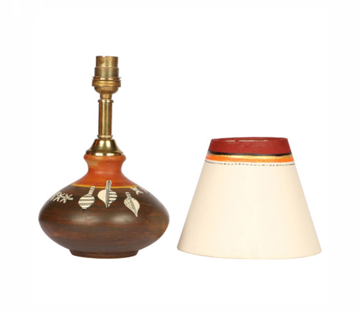 White and Brown Terracotta Table Lamp (8.1" x 12.2")