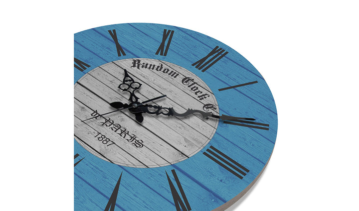 Large Rustic Blue Wooden Wall Clock