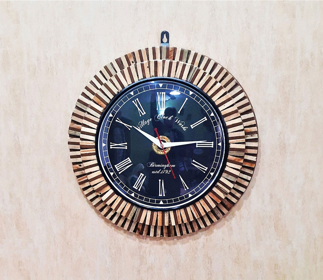 Handcrafted Wooden Block Wall Clock