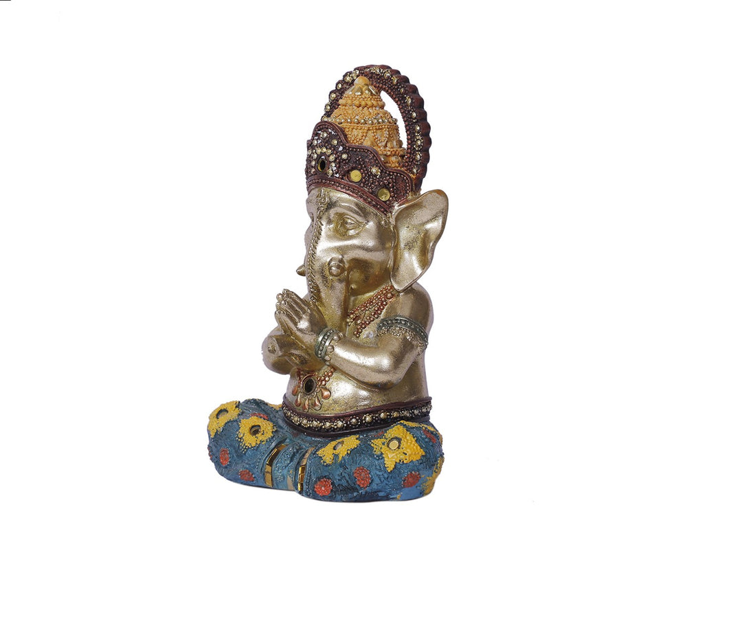 Blue & Golden Polytone Ganesha Idol | Blue and Golden Polytone Ganesha Idol