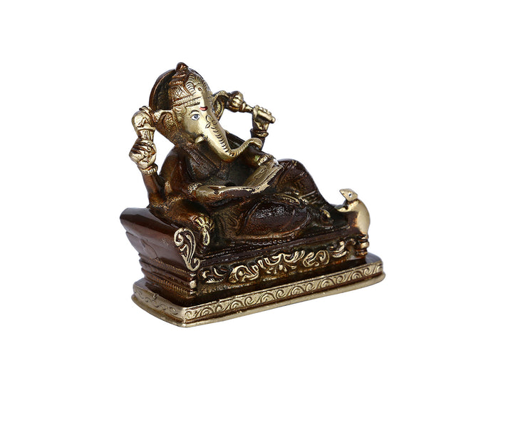 Ornate Brass Figurine Reading a Book