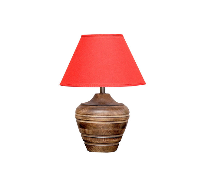 Rustic Maroon Table Lamp with Cotton Shade