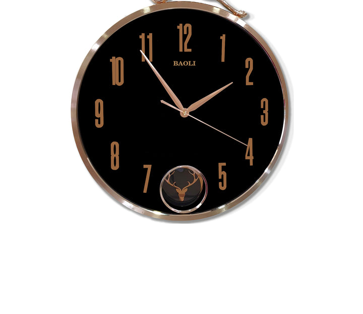 Modern Reindeer Pendulum Wall Clock - Black