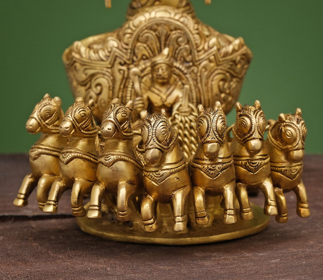 Majestic Brass Surya Rath Chariot Sculpture