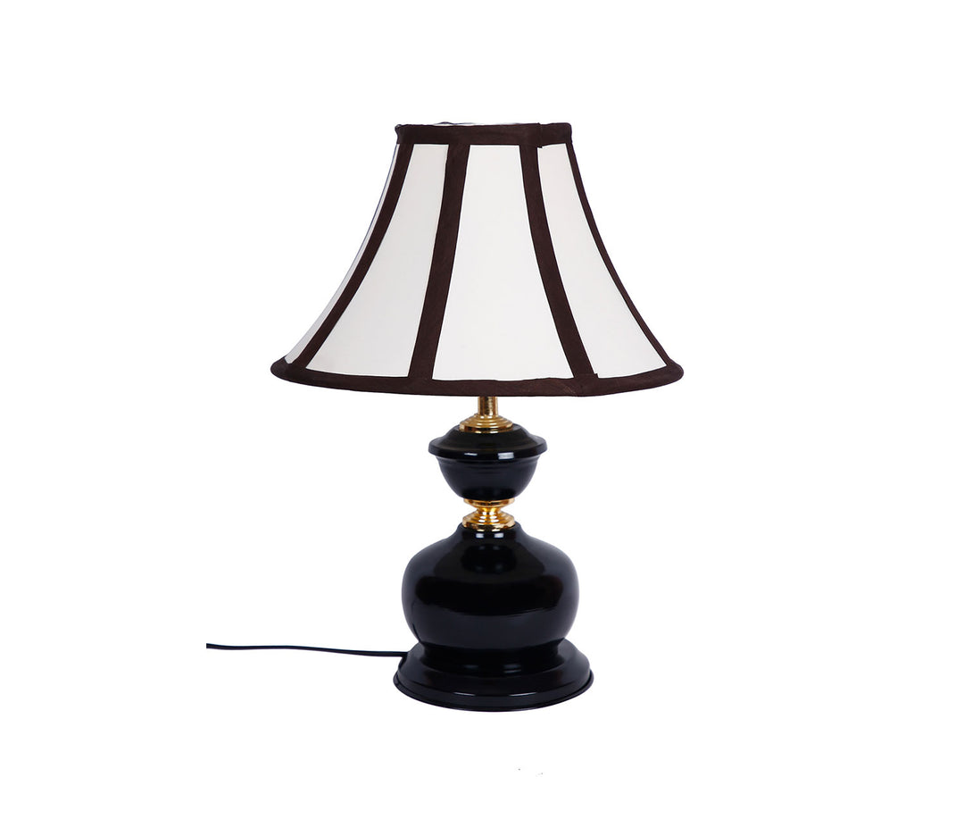 Table Lamp with Black Metal Base and Fabric Shade