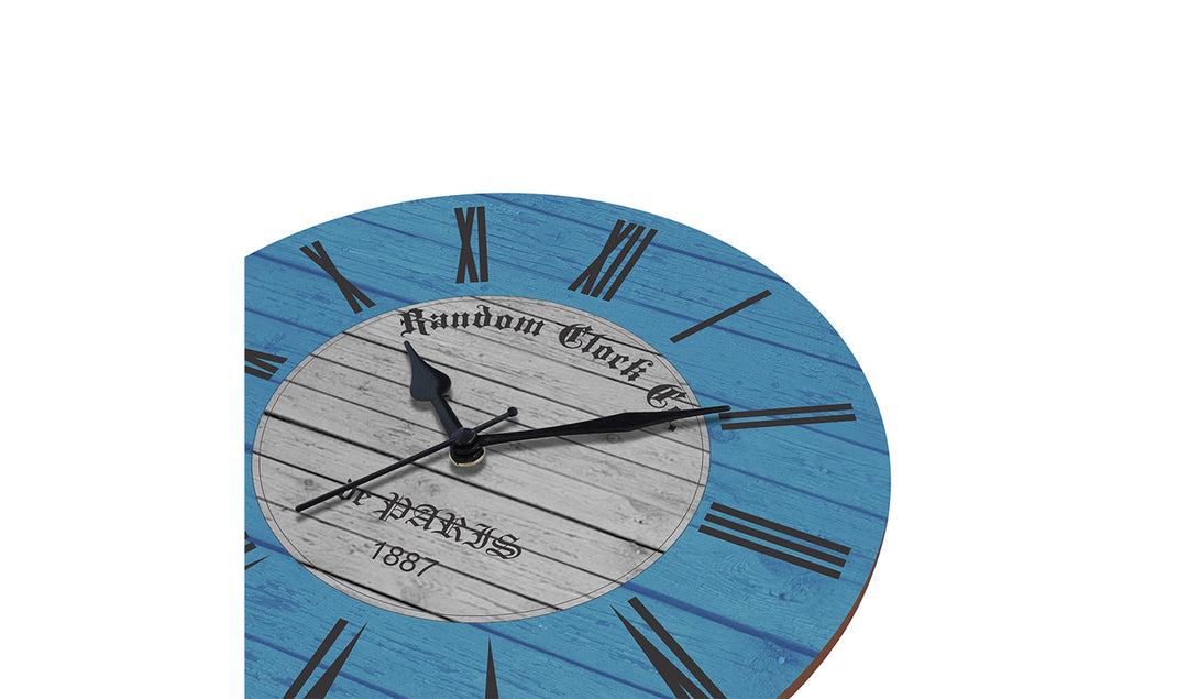 Rustic Blue Wooden Wall Clock