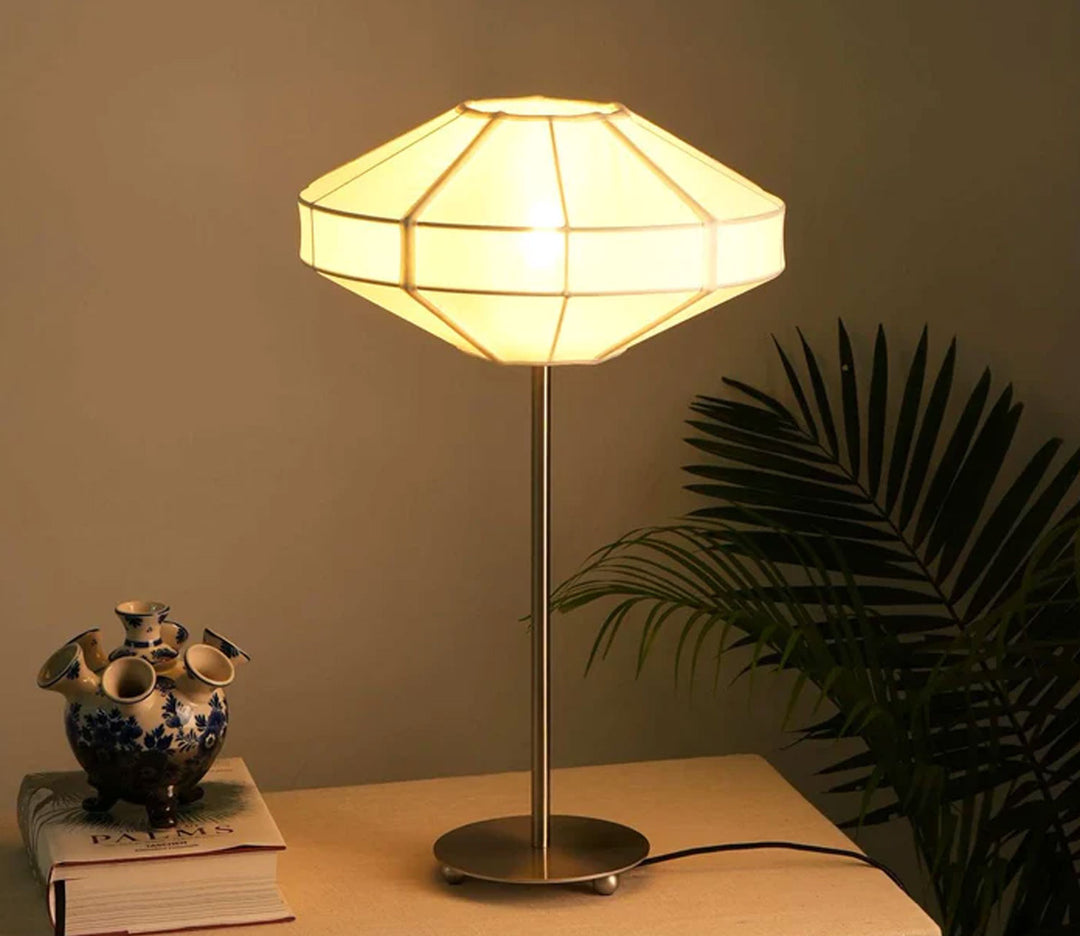 Off-White Chiffon Lampshade Metal Table Lamp