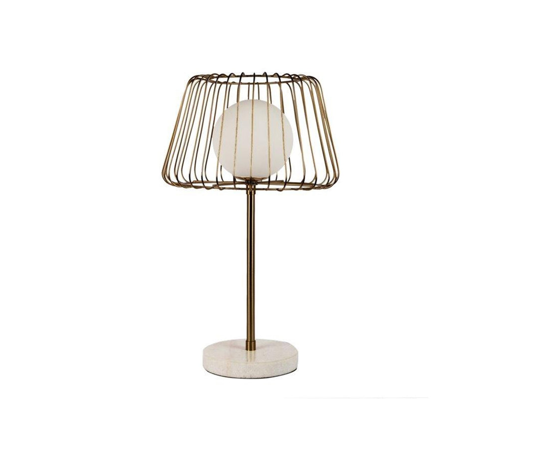 Gold Table Lamp with White Marble Base