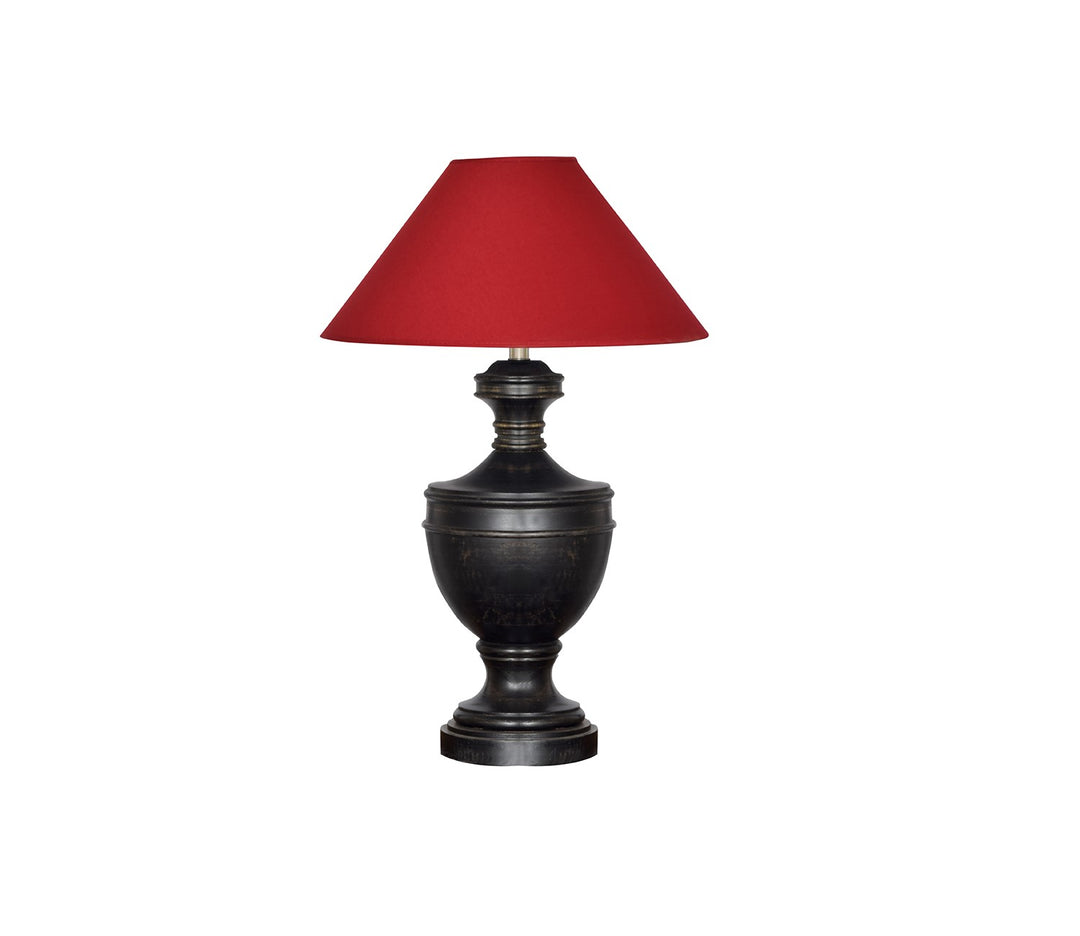 Gustav Maroon Table Lamp with Cotton Shade (Small)