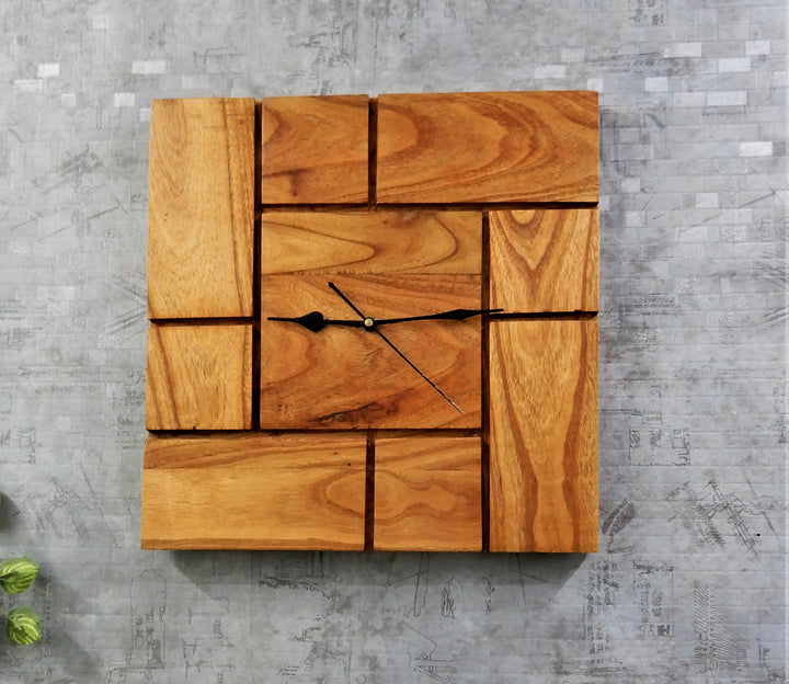 Minimalist Natural Wood Square Wall Clock