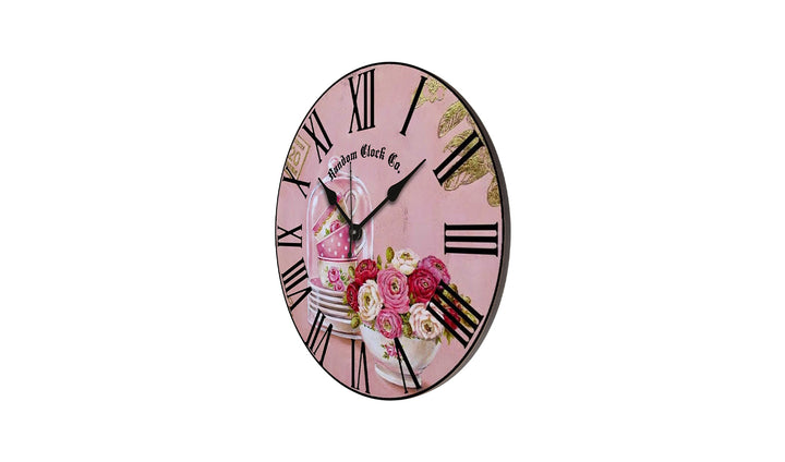 Rustic Pink Bouquet Wooden Wall Clock