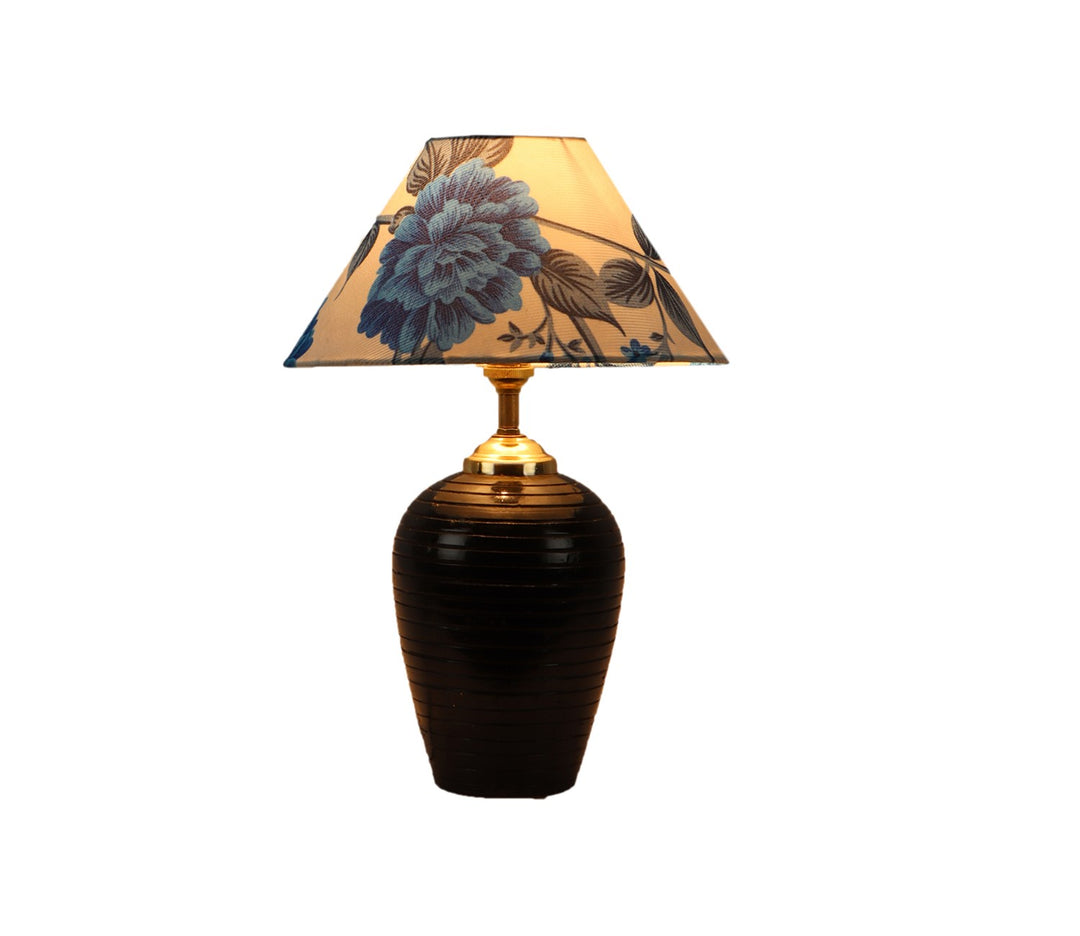 Blue & White Fabric & Terracotta Table Lamp