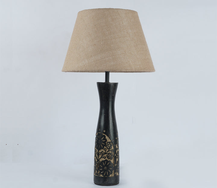 Textured Beige Floral Impressed Table Lamp