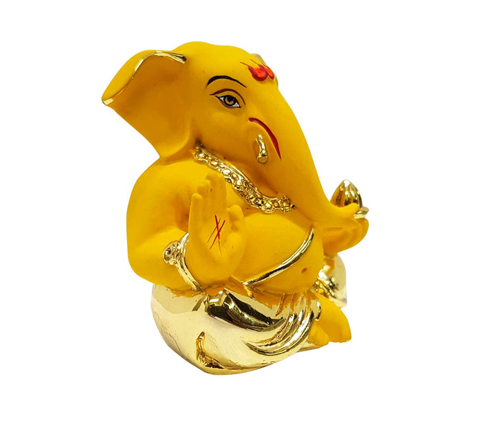 Captivating Mini Ganesha Idol in Gold and Yellow
