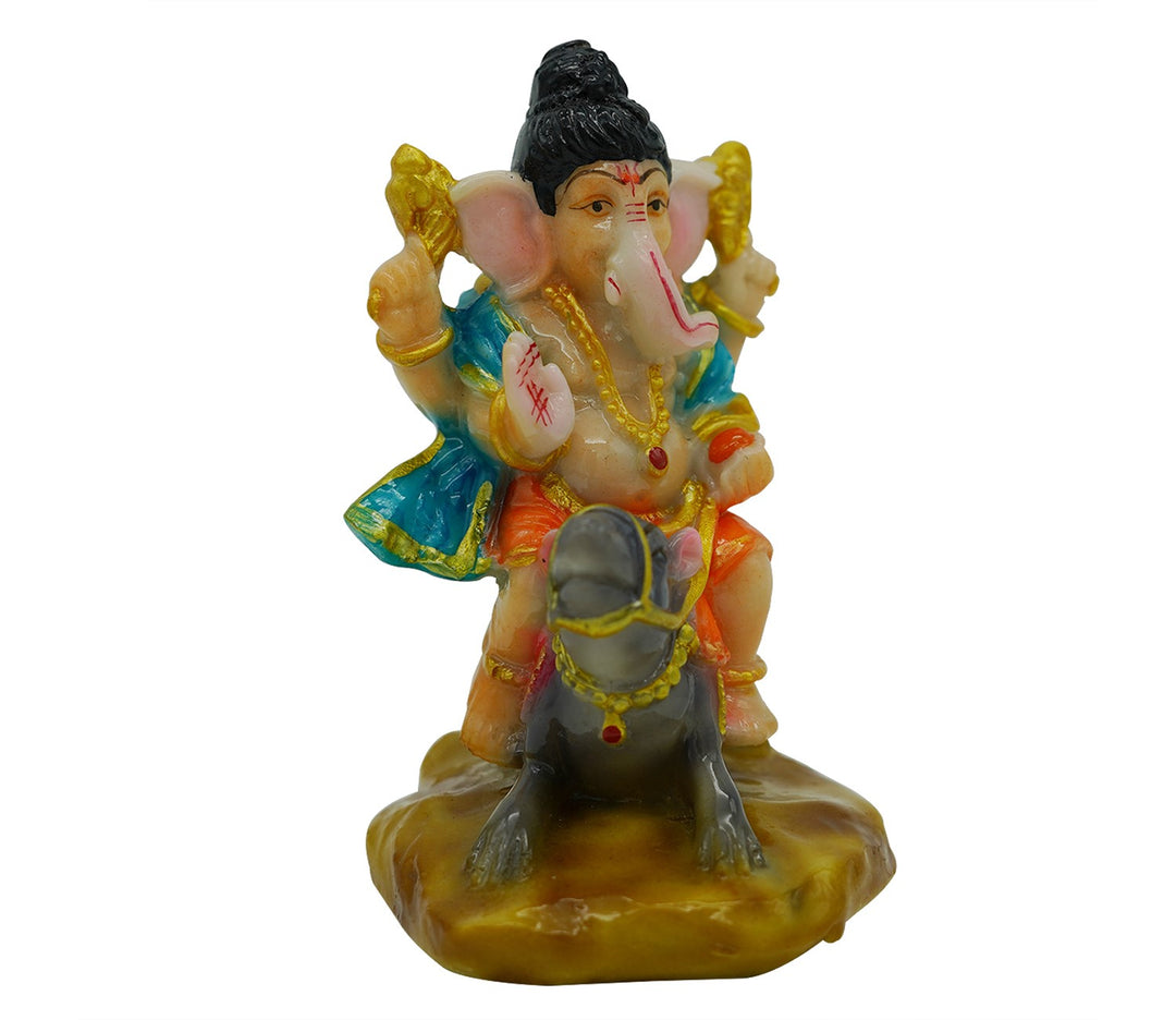 Captivating Handpainted Lord Ganesha with Mooshak Idol