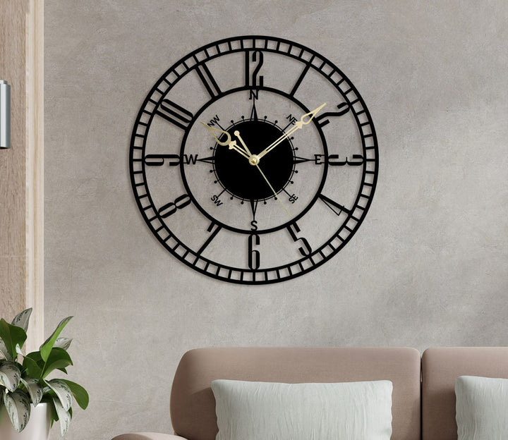 Sleek Metal Wall Clock with Roman Numerals