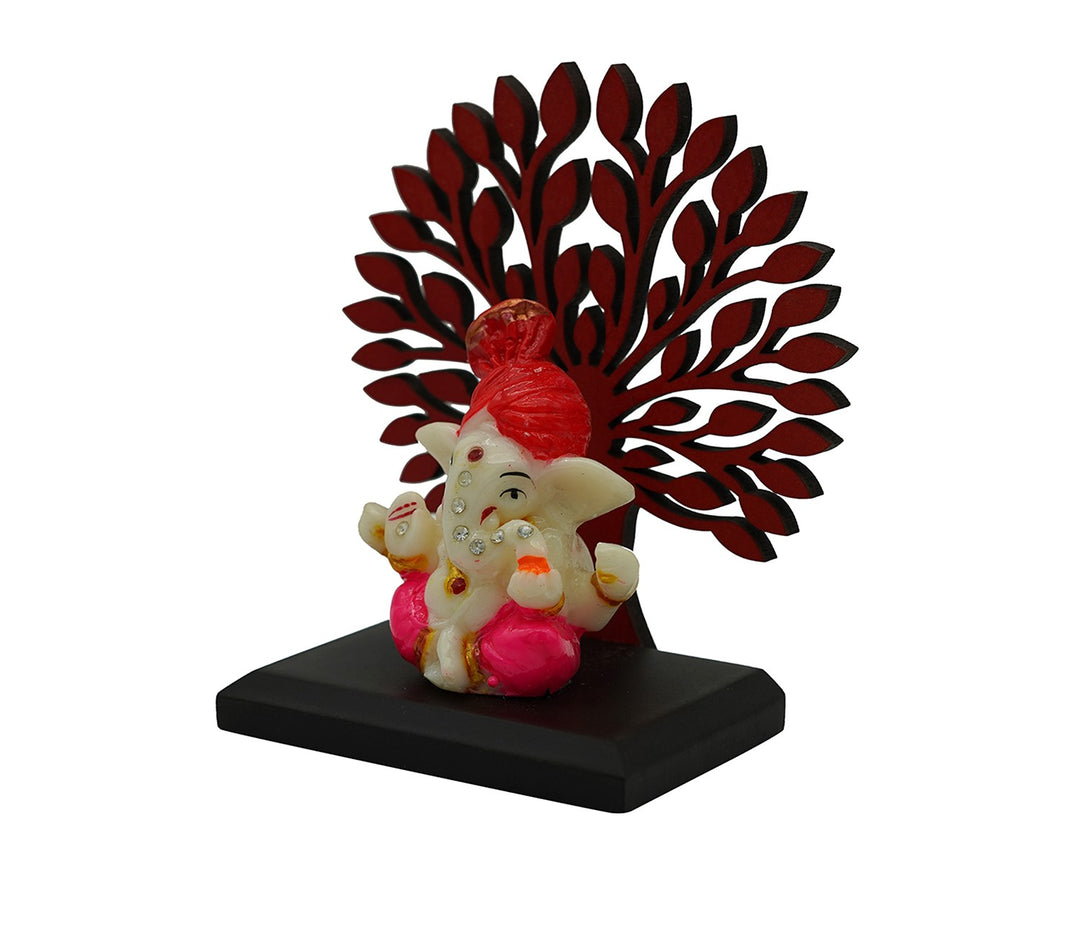Decorative Figurine with Wooden Accent