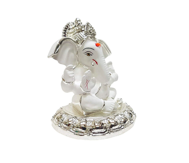 Captivating Silver-Plated White Ganesha Idol