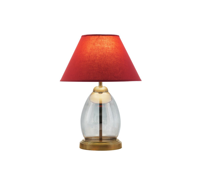 Tiered Maroon Glass Table Lamp with Cotton Shade (20.5" H)