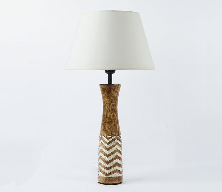 White Striped Table Lamp