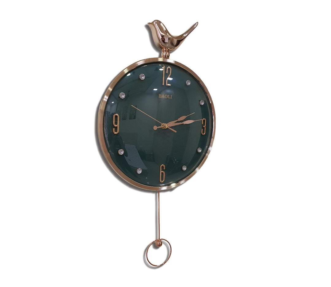 Green Sparrow Pendulum Wall Clock