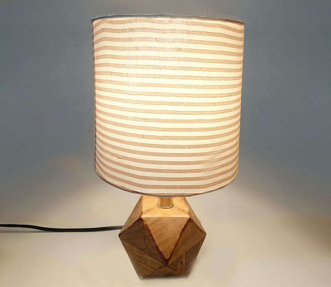 Handcrafted Wooden Table Lamp with Modern Shade