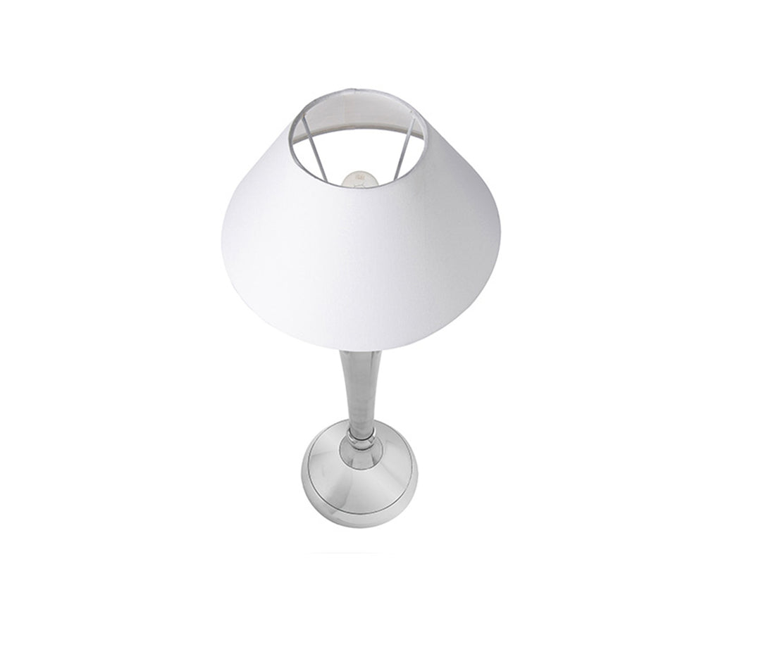 Royal Ovoid Chrome Table Lamp with White Cone Shade