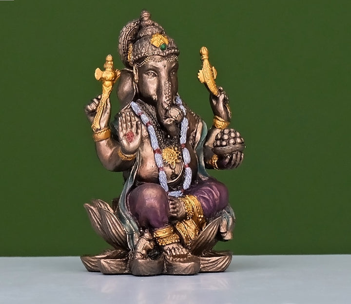 Multicolor Bronze Lord Ganesha on Lotus