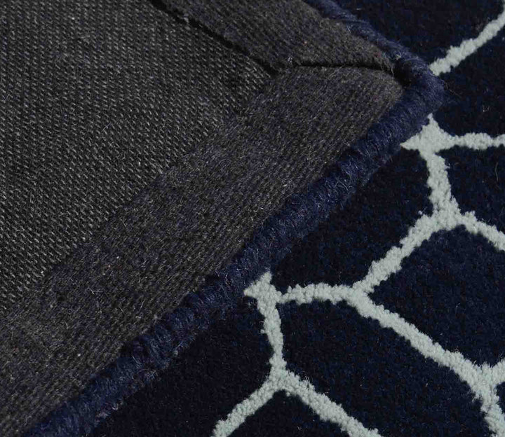 Blue Geometric Hand-Tufted Wool Runner