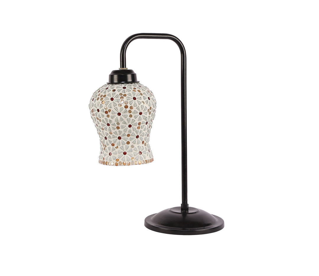 Multicolored Glass Table Lamp with Black Base (White)