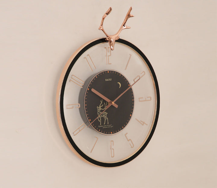 Transparent Black Reindeer Wall Clock