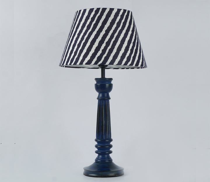 Vintage Blue Striped Table Lamp