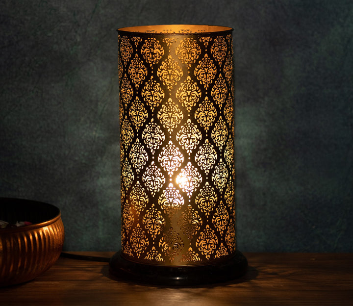 Hand-Etched Gold Metal Ambient Lamp