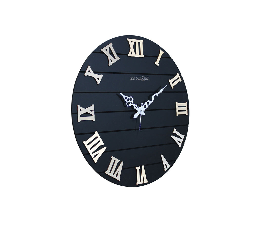 Large Wooden Wall Clock with Roman Numerals