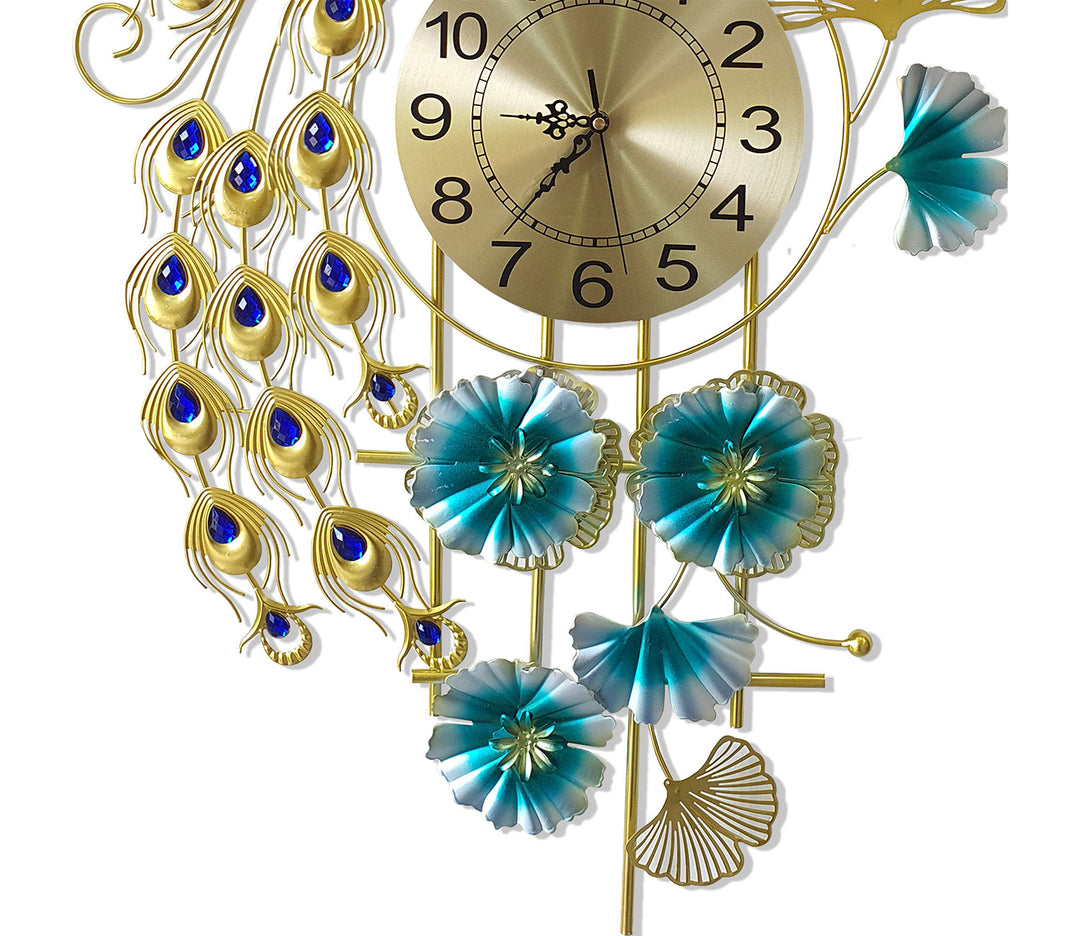 Designer Multicolor Peacock Metal Wall Clock