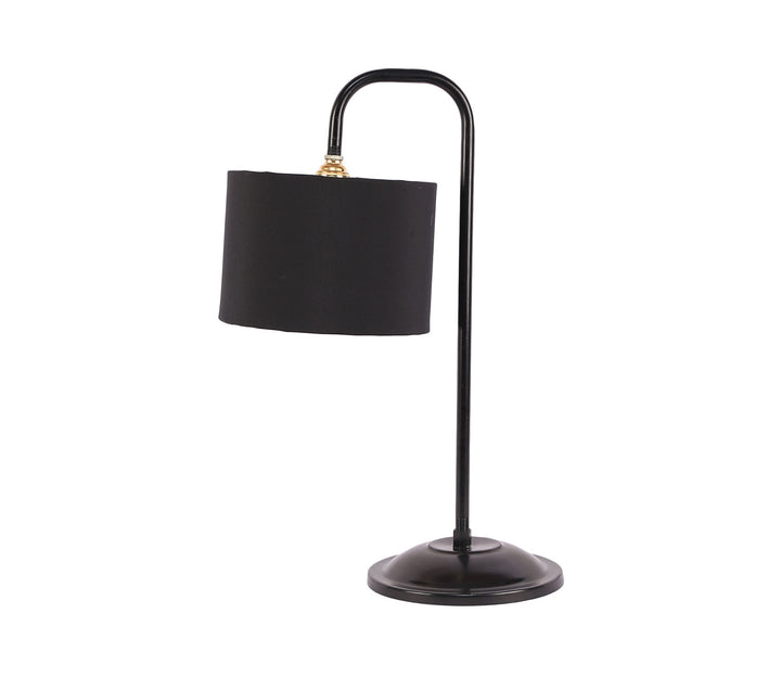 Black Fabric Table Lamp with Black Metal Base