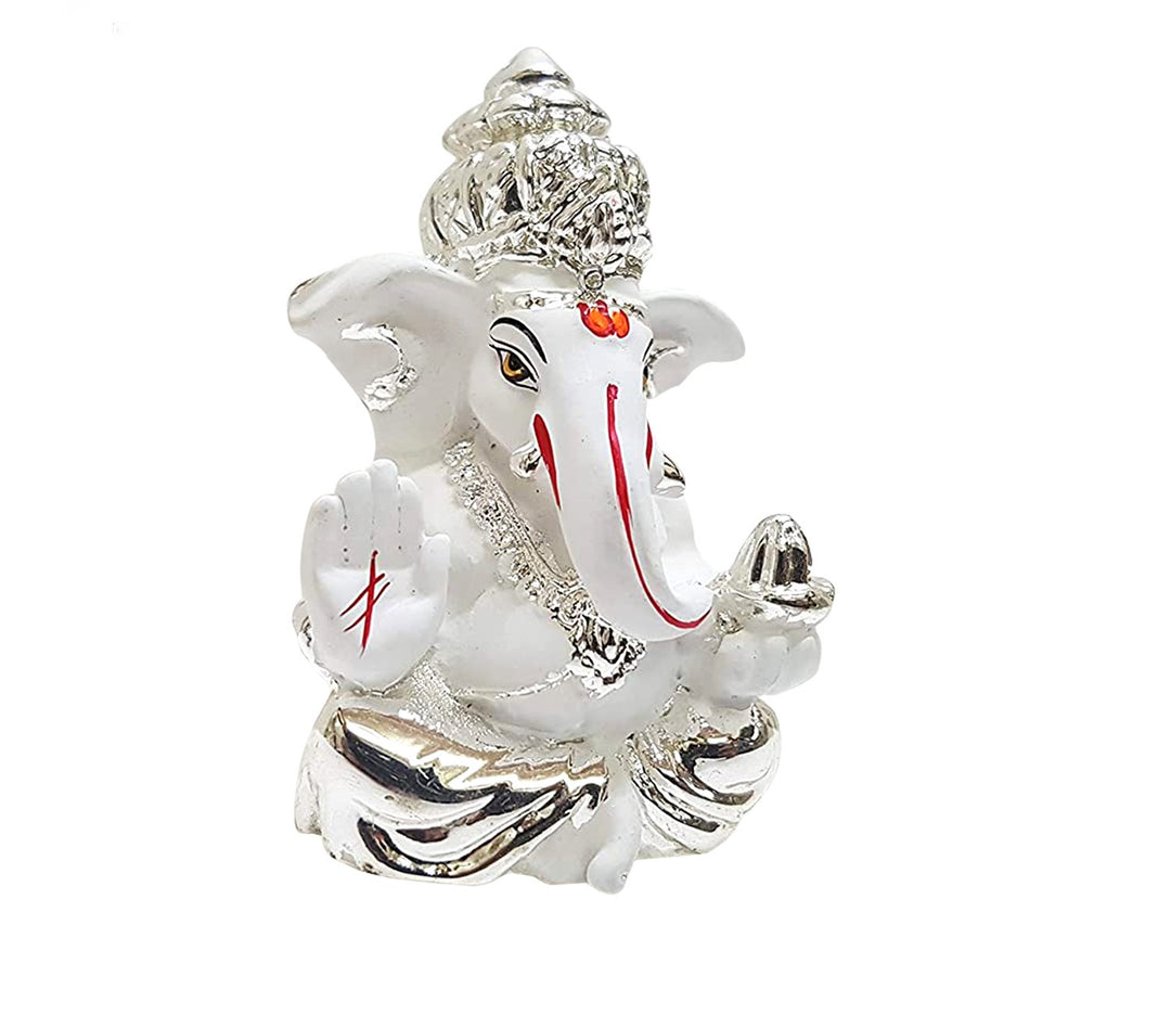 Captivating Silver-Plated Ganesha Idol with Mukut