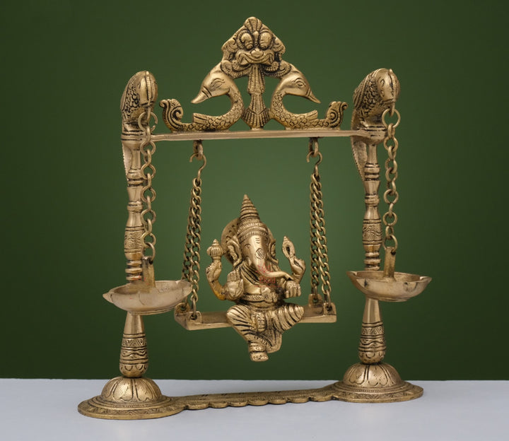 Decorative Brass Figurine with Diya