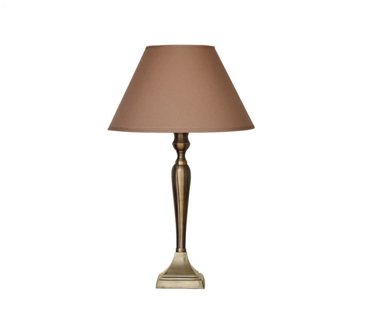 Brass Table Lamp with Beige Shade