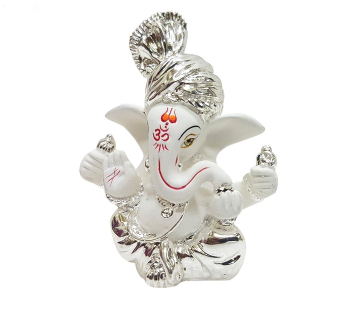 Captivating Silver-Plated Ganesha with Pagdi